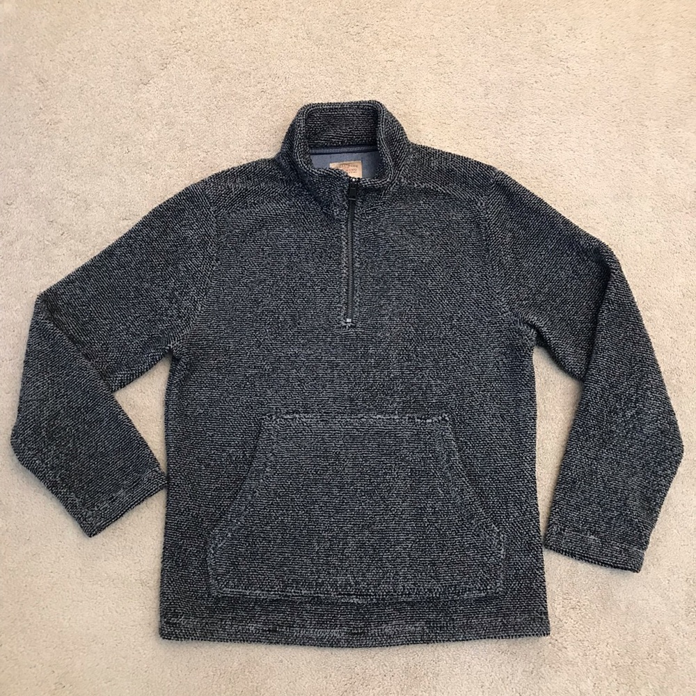 Telluride Sherpa Fleece Sweater Size S Grey Black Pullover Quarter Zip Teddy